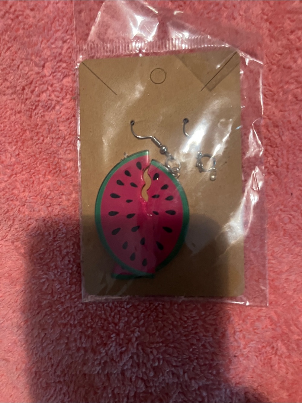 Watermelon Slice Dangle Earrings - Pink & Green